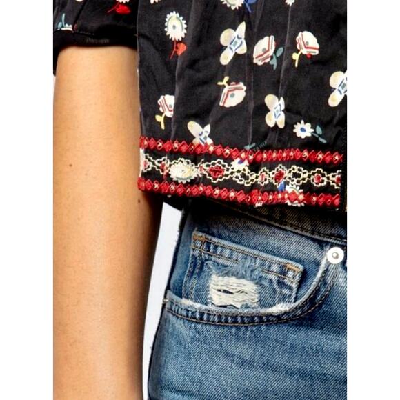 Zadig & Voltaire Vendrix Floral-Print Open-Front Jacket 38 (M) Black Multi - Picture 4 of 16